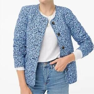 J. CREW Factory Short Quilted Cotton Blend Jacket Blue Floral Sz 18 [3M9}